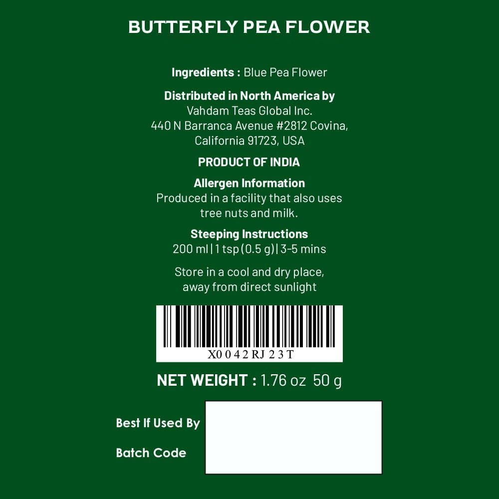 VAHDAM Butterfly Pea Flower Tea - 2 x 1.76oz Loose Leaf | 100+ Servings | Earthy & Delicate Flavor - Canadian Distribution - Ships Free Within Canada on Orders Above CAD $199