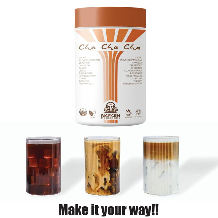 Pacific Rim Mushrooms – Cha Cha Cha Mushroom Cacao – Chai Spice – 8 Mushroom Blend – Energy and focus