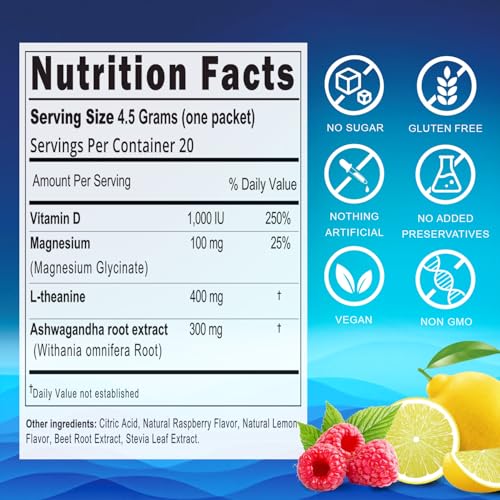 Adaptogenic Drink Mix – Electrolytes and Magnesium – Raspberry Lemonade – 20 Sticks