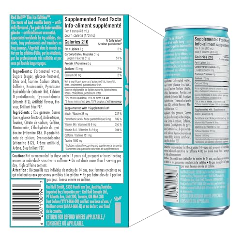 Red Bull Ice Edition Iced Vanilla Berry Energy Drink, 473ml (12 Pack) - Canadian Distribution - Ships Free Within Canada on Orders Above CAD $199