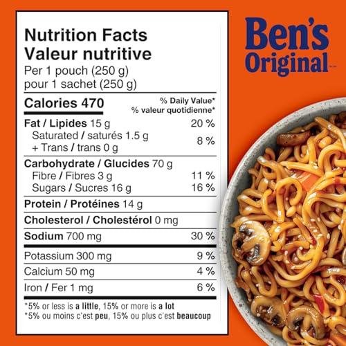 BEN'S ORIGINAL STREET FOOD Korean BBQ Style Noodles Entrée for 1, 2 x 250 g - Canadian Distribution - Ships Free Within Canada on Orders Above CAD $199