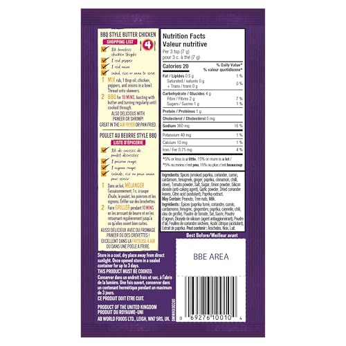 Patak's Butter Chicken Seasoning Rub – Traditional Indian Spice Blend for Grilling, Air Frying & Stovetop Cooking, 25g (18-Pack) - Canadian Distribution - Ships Free Within Canada on Orders Above CAD $199