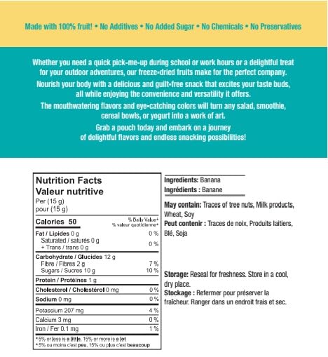 Bliss Snacks Freeze-Dried Banana Slices 2 x 50g - Canadian Distribution - Ships Free Within Canada on Orders Above CAD $199