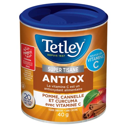 Tetley Super Herbal Antiox Apple Cinnamon & Turmeric Tea – 6 Pack (120 Tea Bags) - Canadian Distribution - Ships Free Within Canada on Orders Above CAD $199