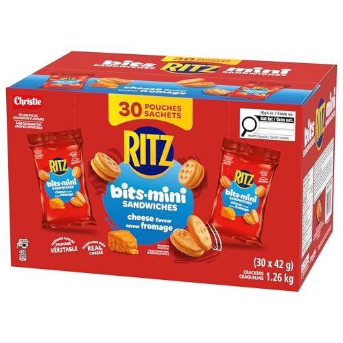 RITZ BITS Cheese Sandwiches - 30 Individual Snack Packs (1.26 kg) - Canadian Distribution - Ships Free Within Canada on Orders Above CAD $199