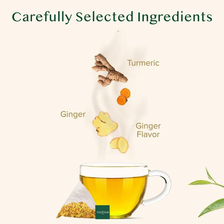 VAHDAM – Turmeric Ginger Tea – Herbal Pyramid Tea Bags – 100 ct