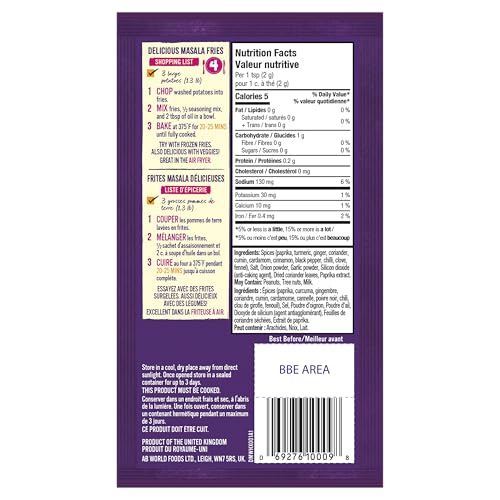 Patak’s Masala Fries Seasoning Mix – Authentic Indian Spice Blend, Perfect for Air Fryer or Oven, 25g (Pack of 18)