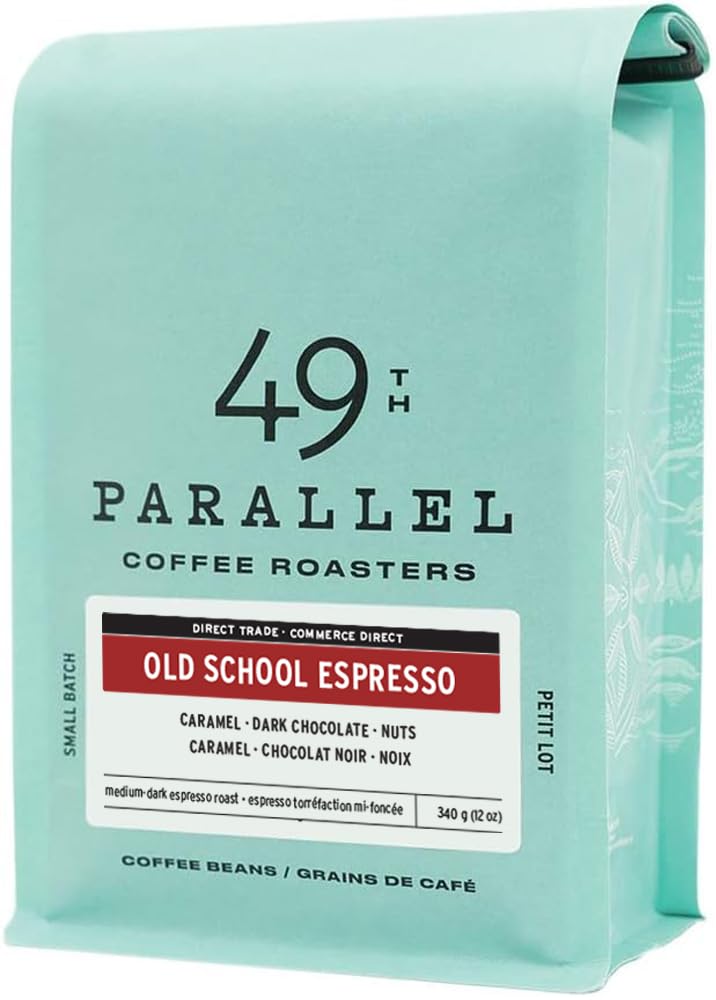 49th Parallel Coffee Roasters – Roasted Coffee Beans – Old School Espresso Medium Dark Roast – 12oz – Small batch roasted