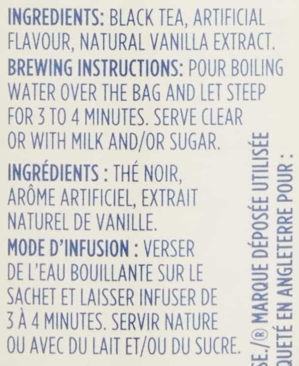 Tetley Earl Grey Vanilla Black Tea - 6 Pack (144 Tea Bags, 288g Total) - Canadian Distribution - Ships Free Within Canada on Orders Above CAD $199