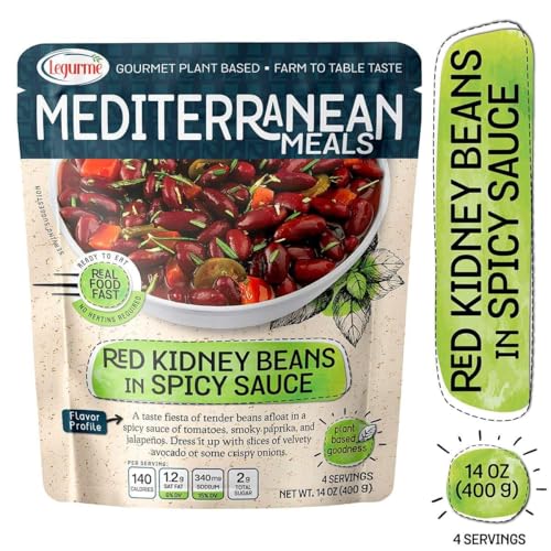 Mediterranean, Ready to Eat Red Kidney Beans in Spicy Sauce, Gluten Free, Plant Based, Vegan, No Preservatives, No Colorants, No Artificial Flavors, 250GR (Pack of 9) - Canadian Distribution - Ships Free Within Canada on Orders Above CAD $199