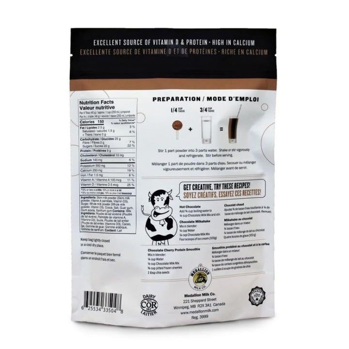 Medallion Chocolate Milk Mix 500g - Premium Dried Milk Powder - Canadian Distribution - Ships Free Within Canada on Orders Above CAD $199