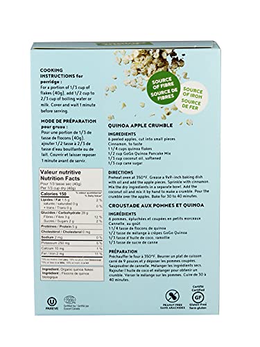 GoGo Quinoa Flakes Cereal - 2 x 350G Organic Breakfast - Canadian Distribution - Ships Free Within Canada on Orders Above CAD $199