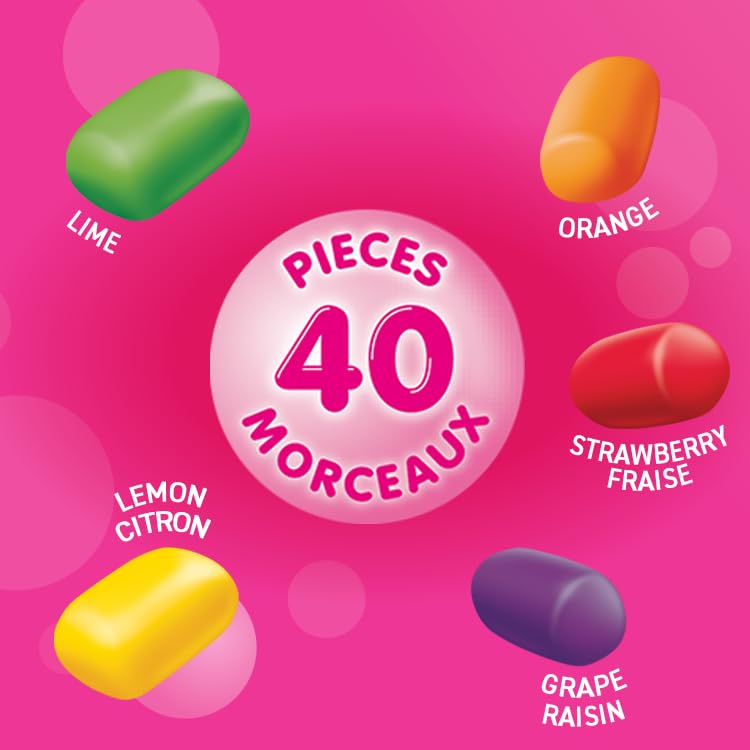 HUBBA BUBBA Minis Sugar-Free Bubble Gum in SKITTLES Flavours – 6 Resealable Bottles (40 Pieces Each) - Canadian Distribution - Ships Free Within Canada on Orders Above CAD $199