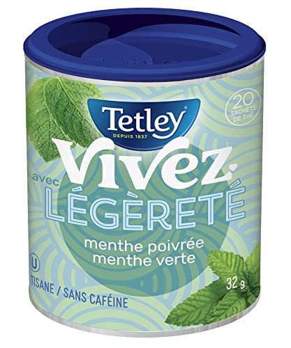 Tetley Live Cool Peppermint & Spearmint Herbal Tea – 6 Pack with 120 Tea Bags, Naturally Caffeine Free - Canadian Distribution - Ships Free Within Canada on Orders Above CAD $199