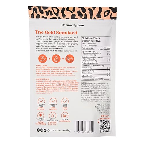 Oatworthy, Oat Milk Latte, Turmeric, 336g - Canadian Distribution - Ships Free Within Canada on Orders Above CAD $199
