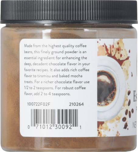 Jar of coffee powder with a label on a white background