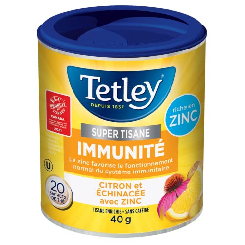 Tetley Super Herbal Tea Lemon & Echinacea - 6 Pack (120 Tea Bags Total) - Canadian Distribution - Ships Free Within Canada on Orders Above CAD $199