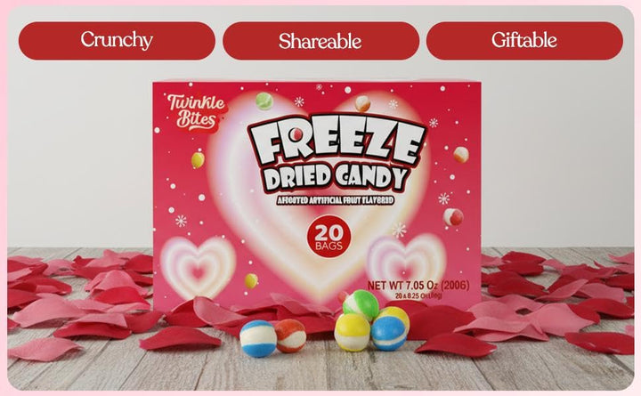 Bonbons lyophilisés pour la Saint-Valentin (20 sachets de 10 pièces chacun), en vrac, 4 saveurs