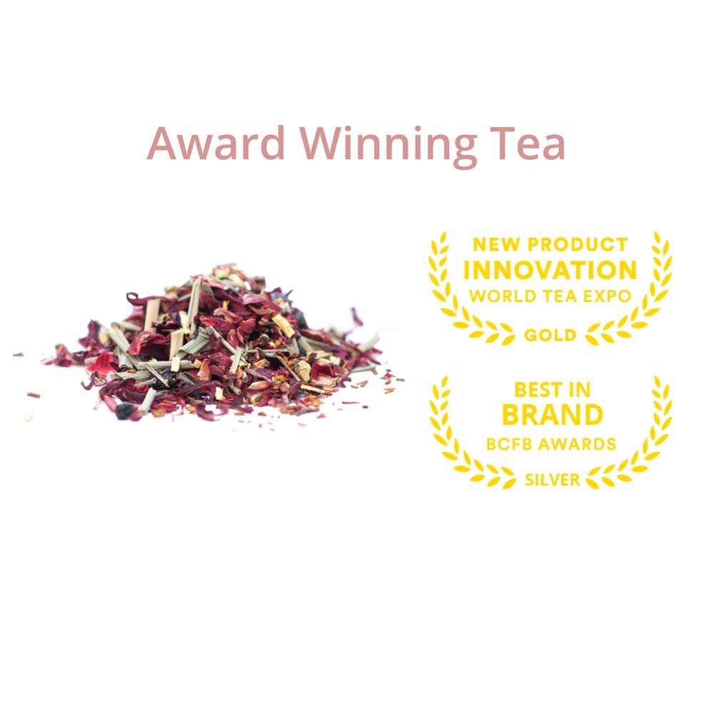 JusTea Little Berry Hibiscus Loose Leaf Herbal Tea | 90g Tin with Carved Spoon | 40+ Cups | Caffeine-Free | Fair Trade & Organic - Canadian Distribution - Ships Free Within Canada on Orders Above CAD $199