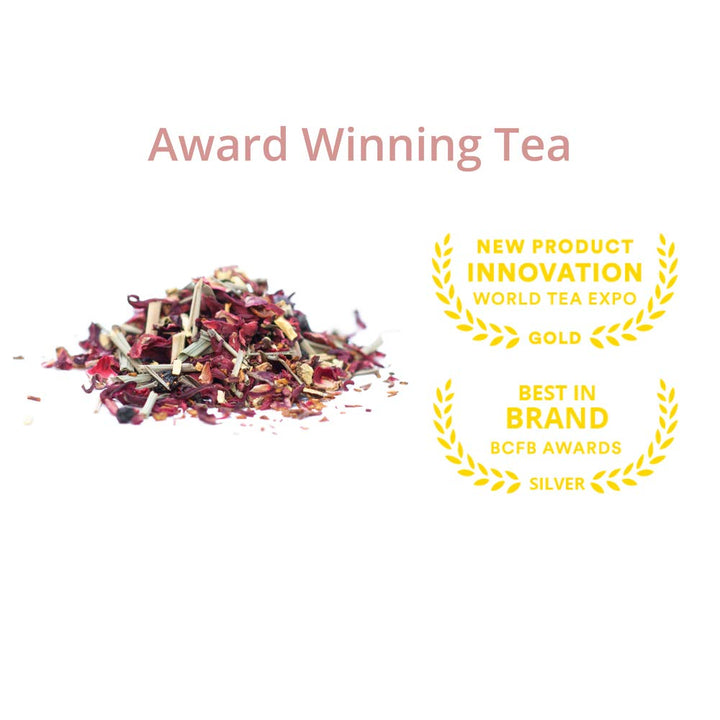 JusTea Little Berry Hibiscus Loose Leaf Herbal Tea | 90g Tin with Carved Spoon | 40+ Cups | Caffeine-Free | Fair Trade & Organic - Canadian Distribution - Ships Free Within Canada on Orders Above CAD $199