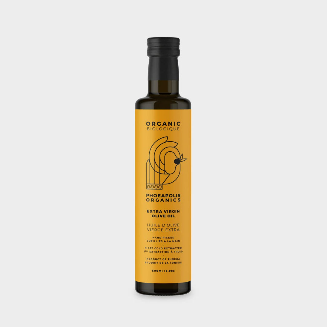 PHOEAPOLIS ORGANICS Extra Virgin First Cold Pressed Olive Oil – Delicate Flavor, 500 ml - Canadian Distribution - Ships Free Within Canada on Orders Above CAD $199