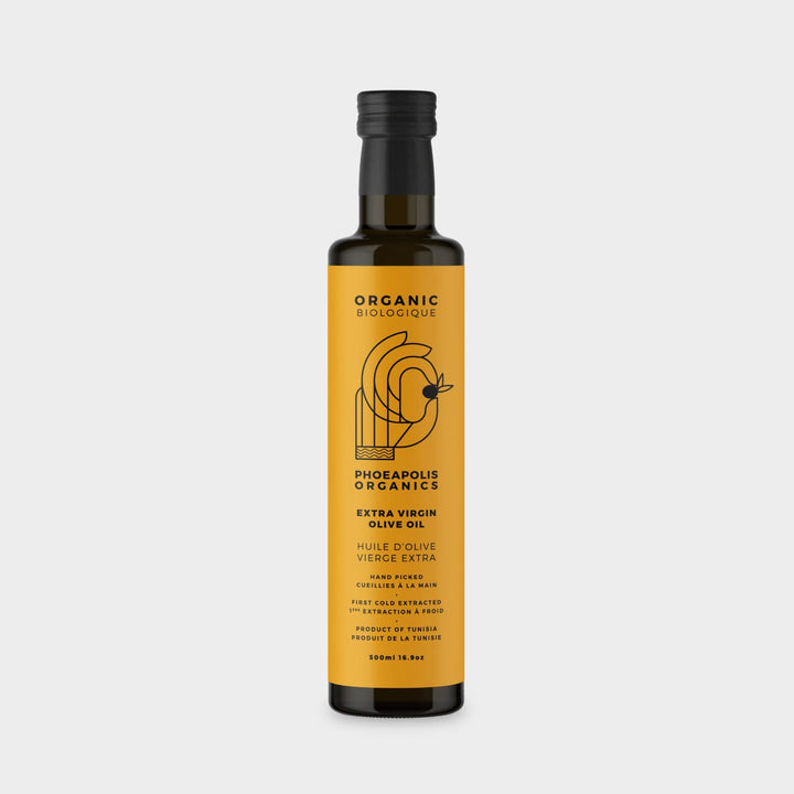 PHOEAPOLIS ORGANICS Extra Virgin First Cold Pressed Olive Oil – Delicate Flavor, 500 ml - Canadian Distribution - Ships Free Within Canada on Orders Above CAD $199