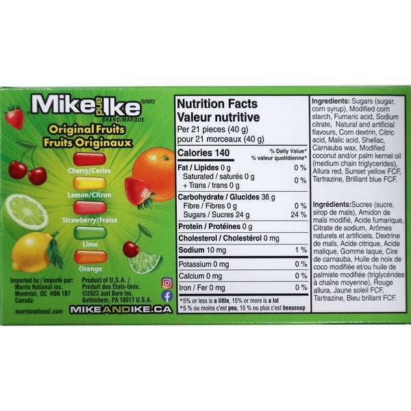Fruits originaux - 48 × 120 g - Mike and Ike - Distribution canadienne - Livraison gratuite au Canada pour les commandes de plus de 199 $ CA
