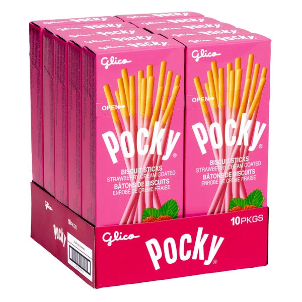 Pocky Strawberry - 40 × 33 g - Glico - Canadian Distribution - Ships Free Within Canada on Orders Above CAD $199
