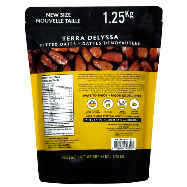 Deglet Noor Organic Pitted Dates - 4 x 1.25 kg - Terra Delyssa - Canadian Distribution - Ships Free Within Canada on Orders Above CAD $199