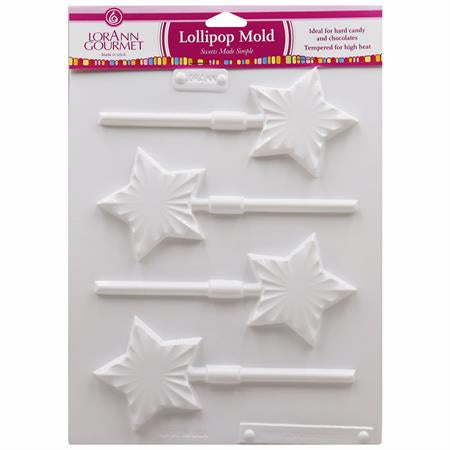Star-shaped lollipop mold on a white background with LorAnn Gourmet packaging - Canadian distribution