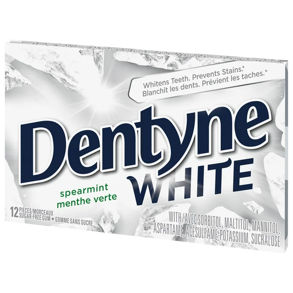 White Spearmint Sugar-free Gum - 48 x Packs of 12 - Dentyne - Canadian Distribution