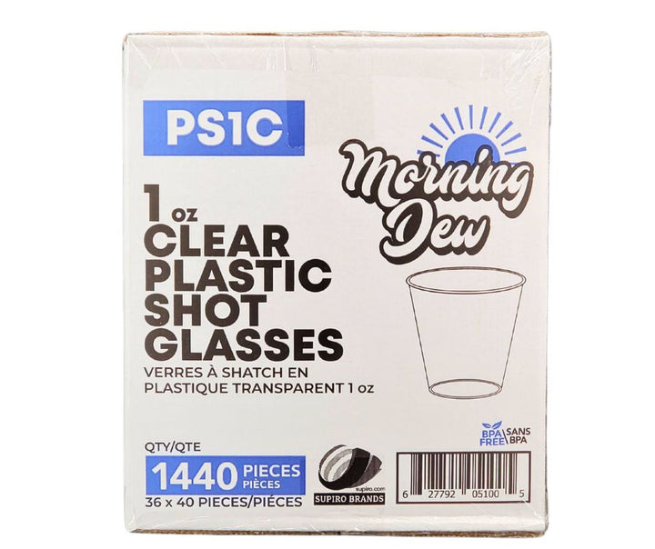 Morning Dew - 1oz Clear Plastic Shot Glass - 36 x 40 count