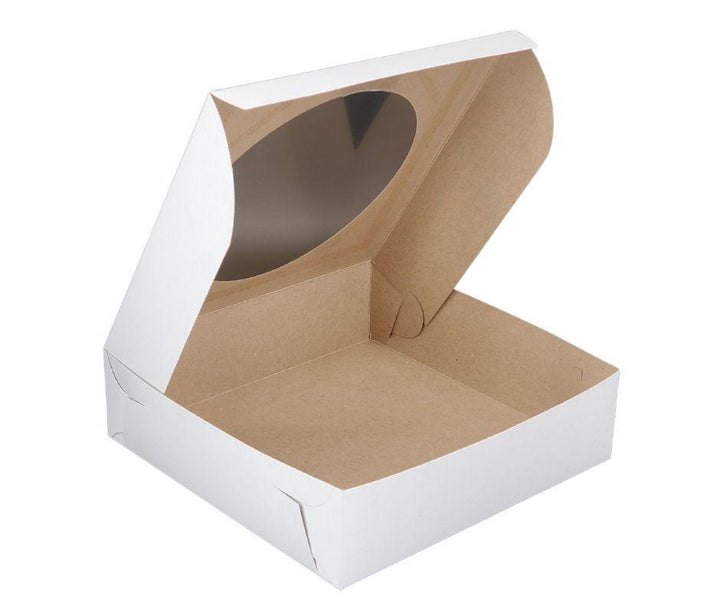 EB - Boîtes à gâteaux blanches - Avec fenêtre - 9x9x2.5 (Boîte à tarte)