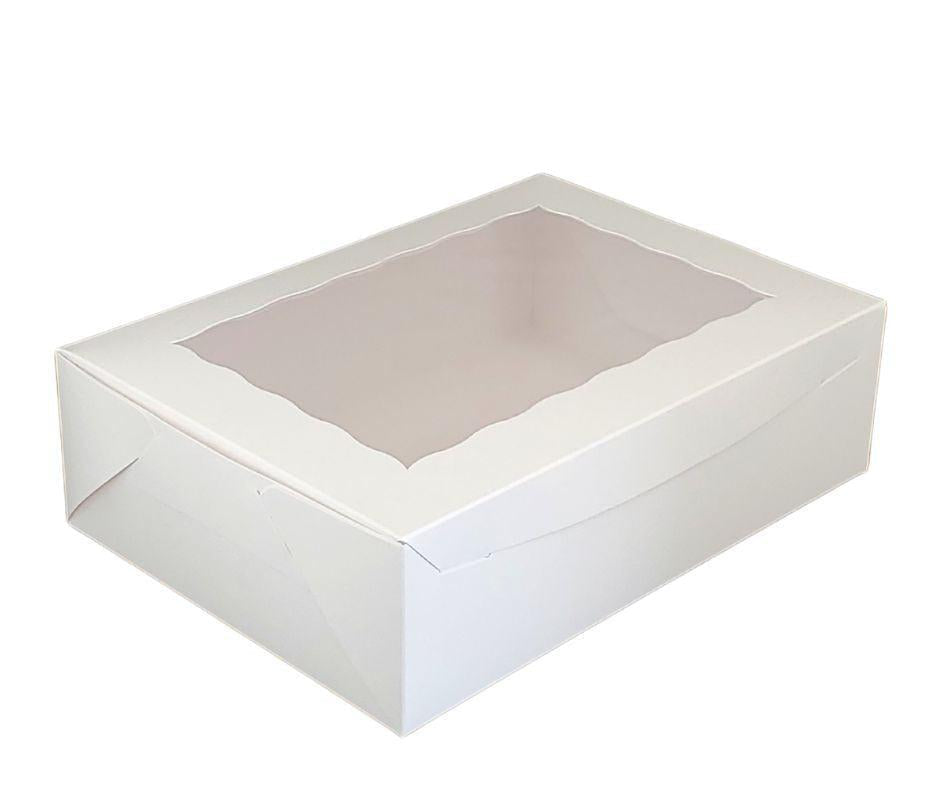 EB - 14 x 10 x 4 - Boîte à cupcakes avec fenêtre - Blanche - 5284A