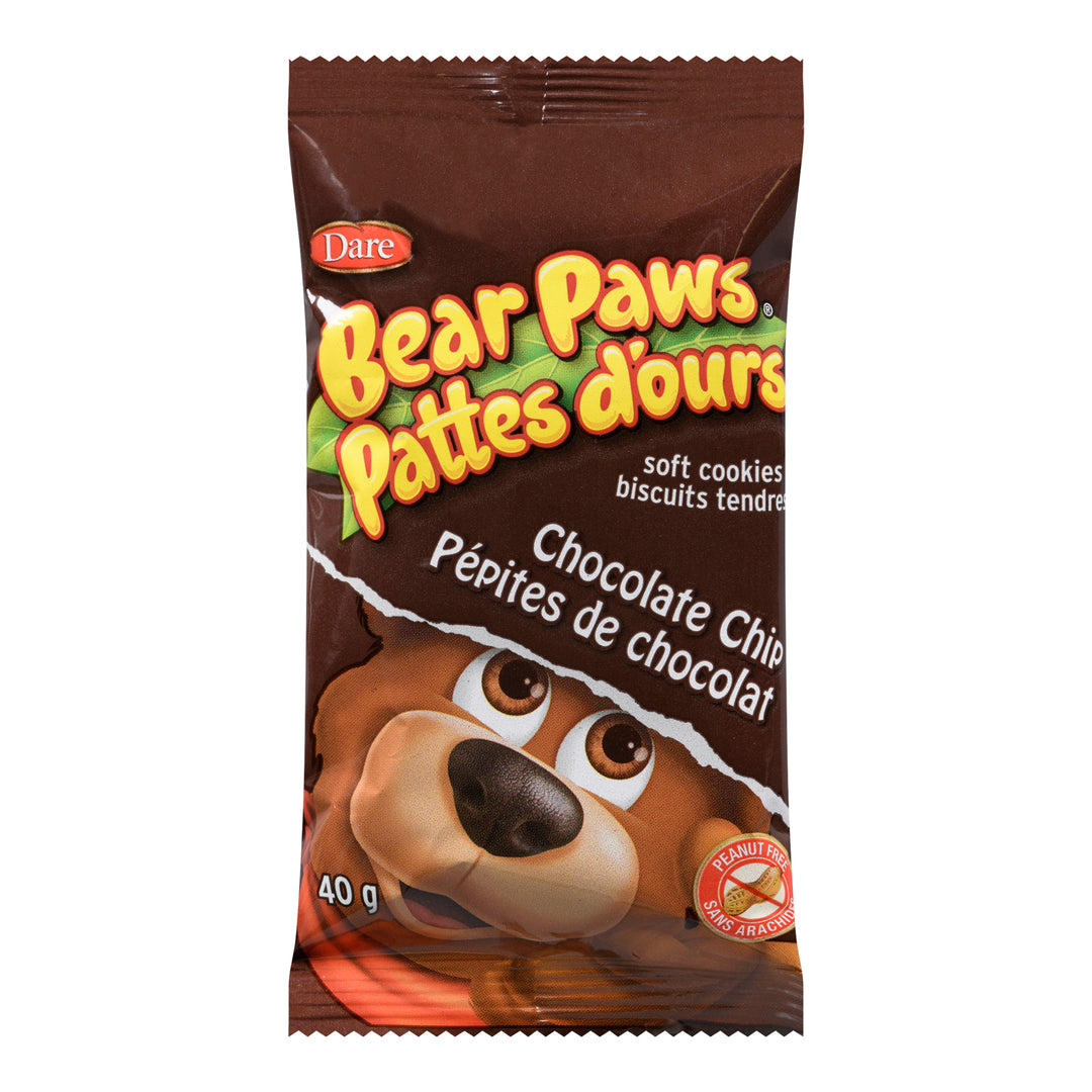 Cookie Chocolate Chip Bear Paws - 6 x 480 g - Dare - Restaurant and Foodservice Ingredients - Canadian Distribution