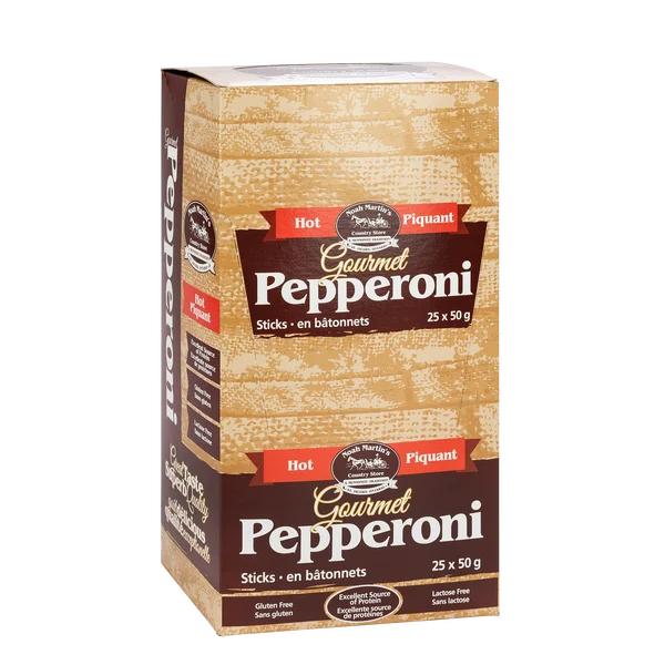 Gourmet Hot Pepperoni Sticks - 100 × 50 g - Noah Martin’s - Canadian Distribution