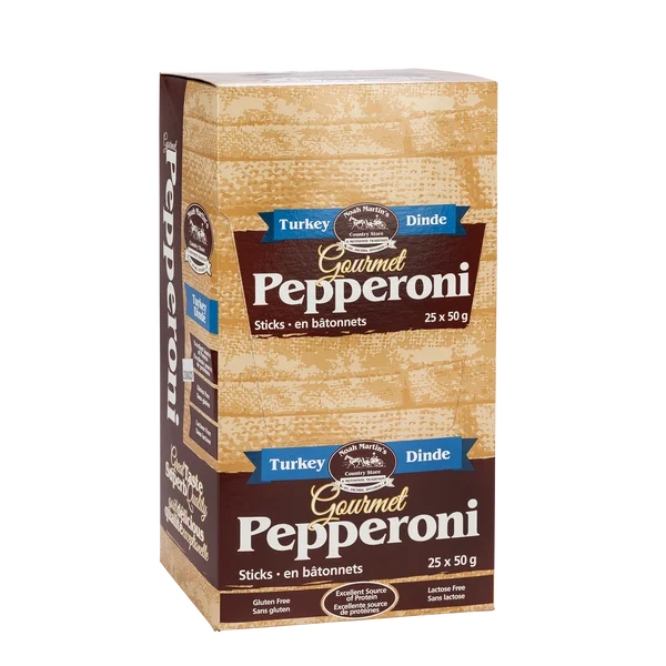 Gourmet Turkey Pepperoni Sticks - 100 × 50 g - Noah Martin’s - Canadian Distribution - Ships Free Within Canada on Orders Above CAD $199