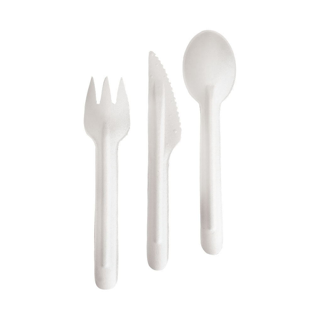 Fourchettes, couteaux ou cuillères compostables en bagasse de 6,25 po