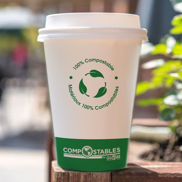 Compostable White Dome Sip Lids for Compostable Plain White Hot Cups- 1000 Lids Per Case  - Sold By The Case