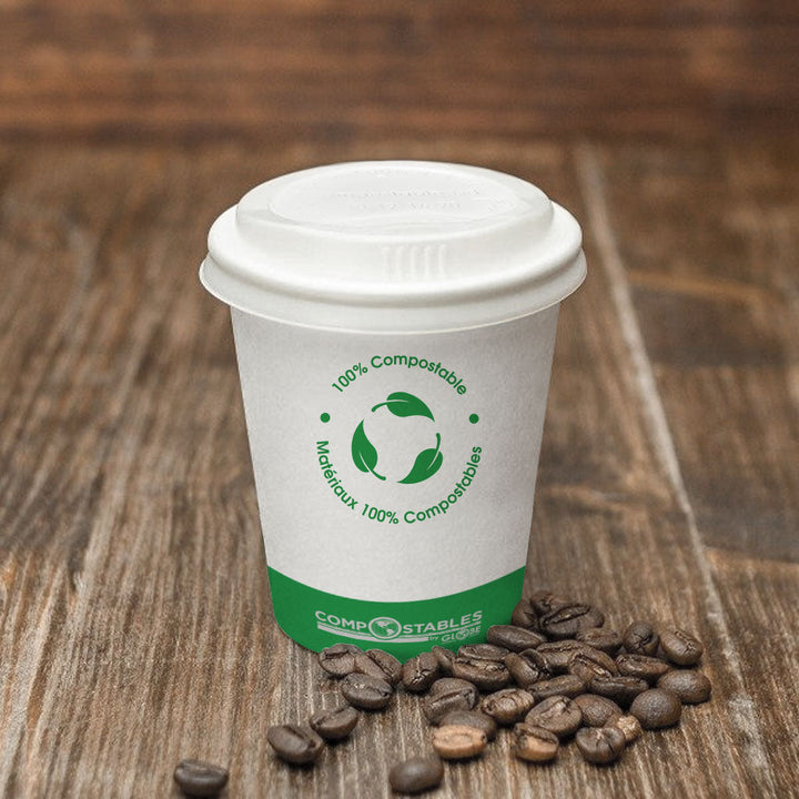 CPLA Lids Dome Top for Hot CPLA Compostable Paper Cups - 1000 Lids Per Case  - Sold By The Case