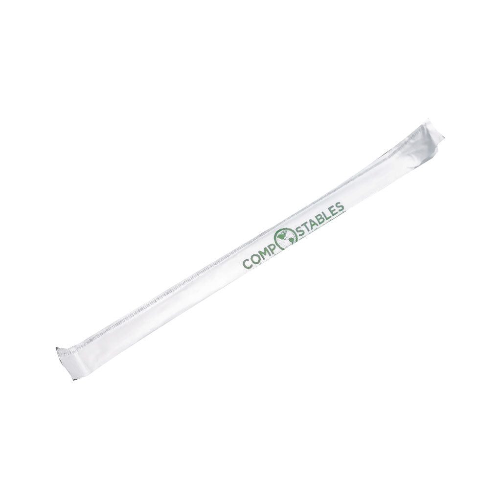 PLA Straws Compostable Straight 7.75" and 8.85" Folding Wrapped Straws - 5000 Straws Per Case  - Sold By The Case
