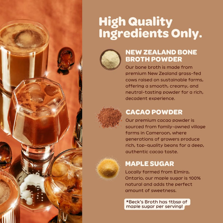 Beck’s Broth – Protein Hot Chocolate – Original – 5 Pack – Bone broth based high protein