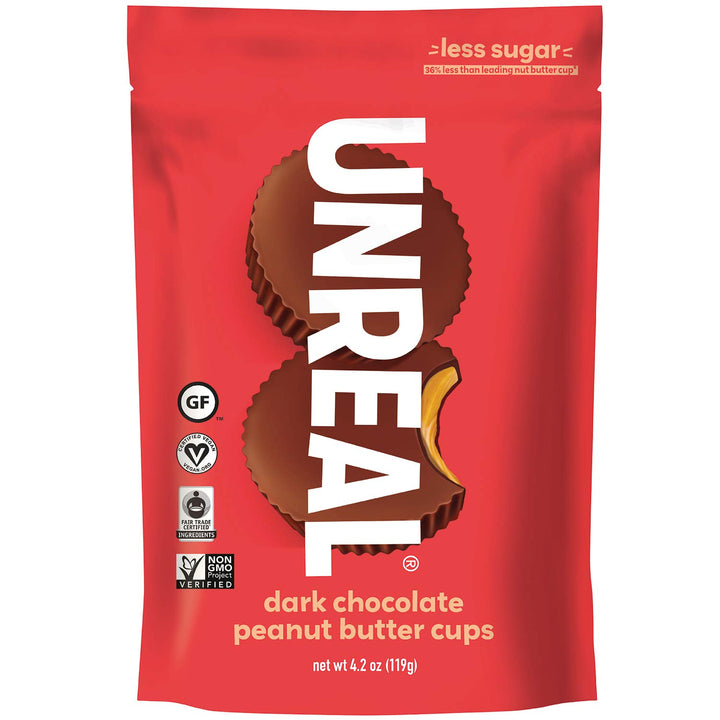 Unreal Dark Chocolate Peanut Butter Cups - 2 x Single Pack - Canadian Distribution - Ships Free Within Canada on Orders Above CAD $199