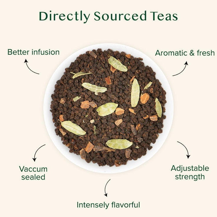 VAHDAM Masala Chai Tea Loose Leaf - 50 Cups (3.53oz) | Black Tea with Cinnamon, Cardamom, Cloves & Black Pepper - Canadian Distribution - Ships Free Within Canada on Orders Above CAD $199