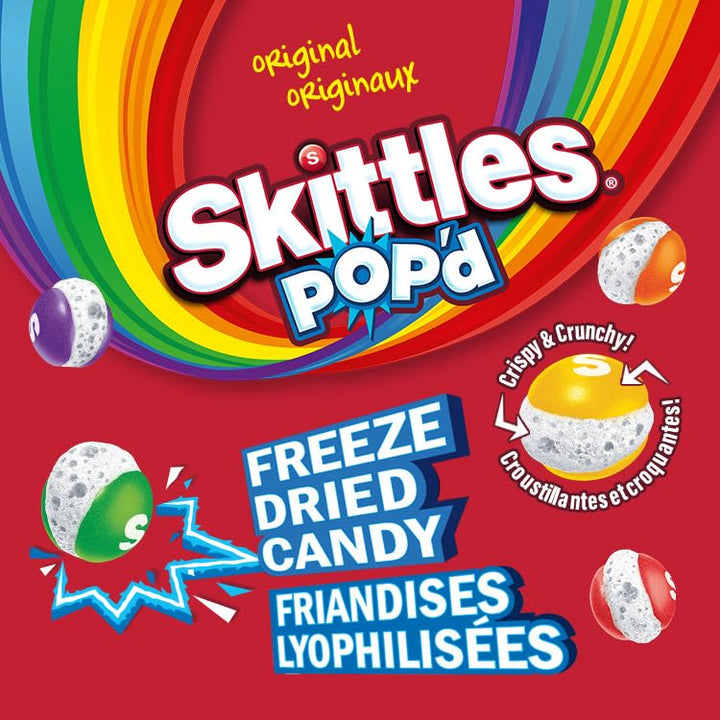 SKITTLES POP'D Original Freeze-Dried Fruity Candy, Crunchy Snack Pack 155g - Canadian Distribution - Ships Free Within Canada on Orders Above CAD $199