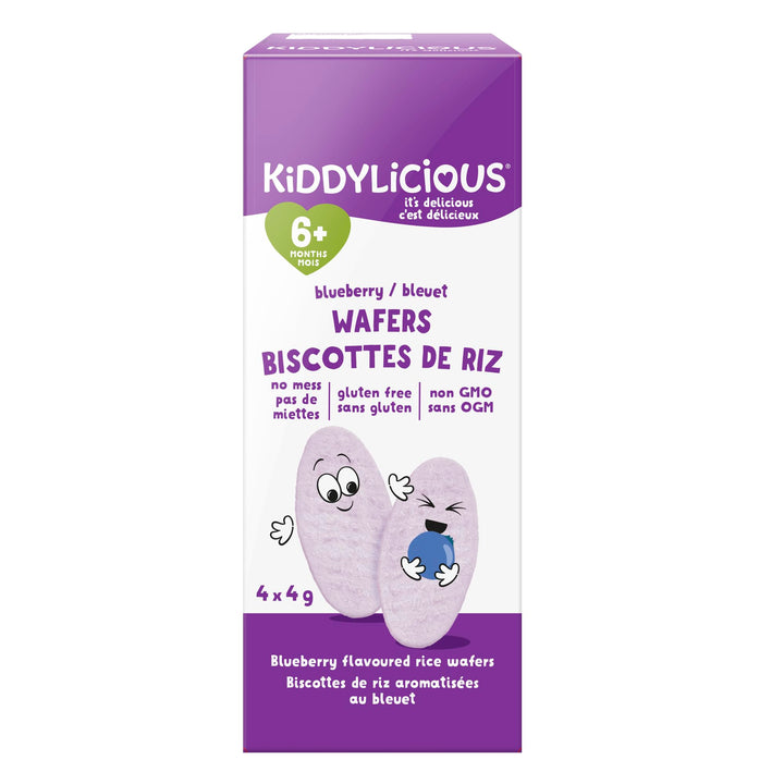Kiddylicious Blueberry Wafers – Gentle Baby Snacks for 6+ Months – Gluten-Free, Dairy-Free, Egg-Free, Vegan – 24 Portions, 96g - Canadian Distribution - Ships Free Within Canada on Orders Above CAD $199