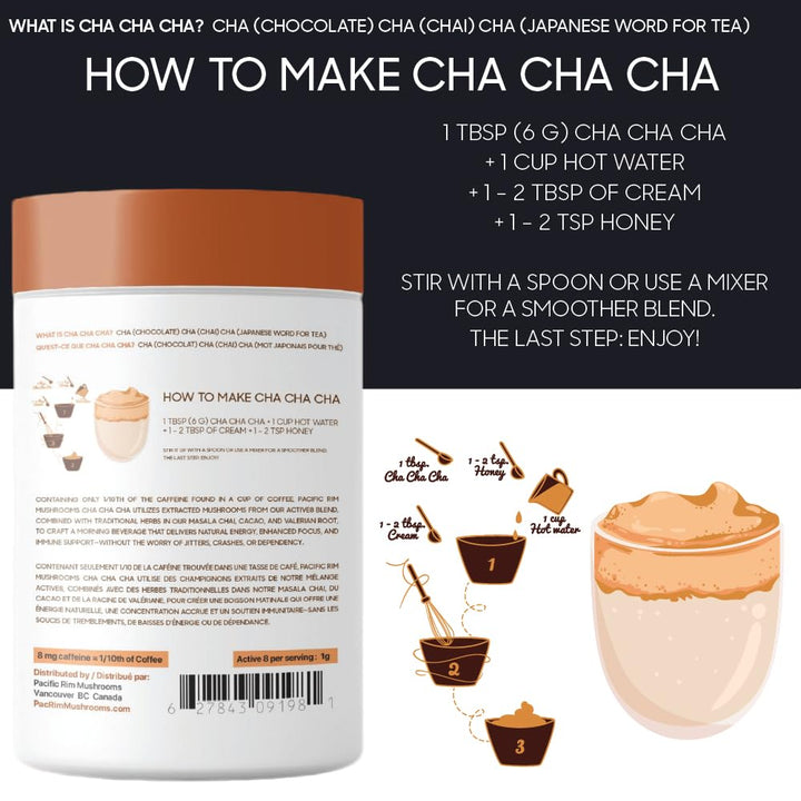 Pacific Rim Mushrooms – Cha Cha Cha Mushroom Cacao – Chai Spice – 8 Mushroom Blend – Energy and focus