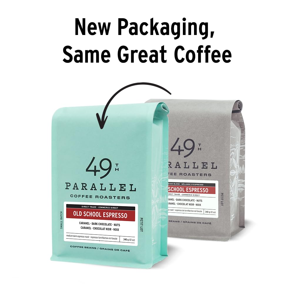 49th Parallel Coffee Roasters – Roasted Coffee Beans – Old School Espresso Medium Dark Roast – 12oz – Small batch roasted