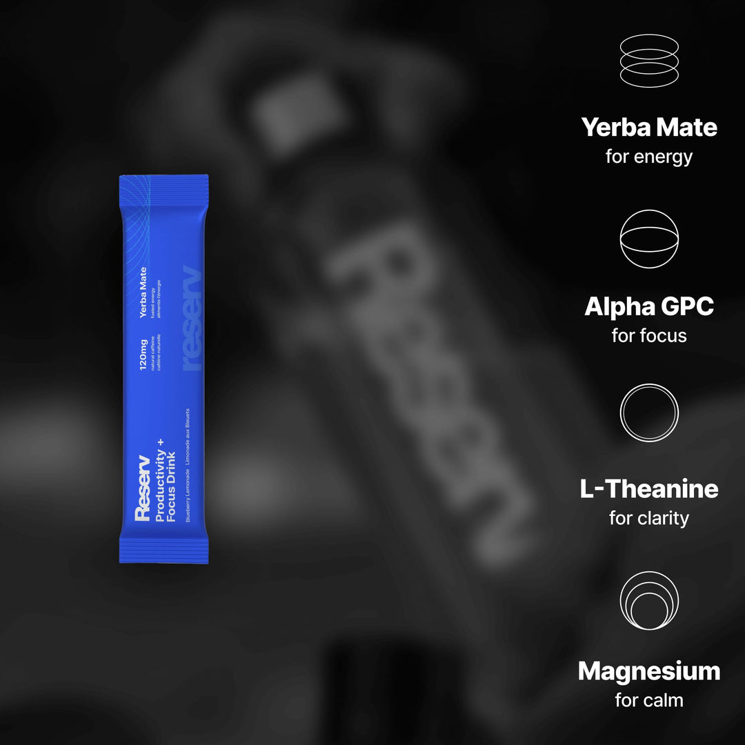 Reserv – Energy Drink Powder – Yerba Mate – Blueberry Lemonade – 24 Sticks