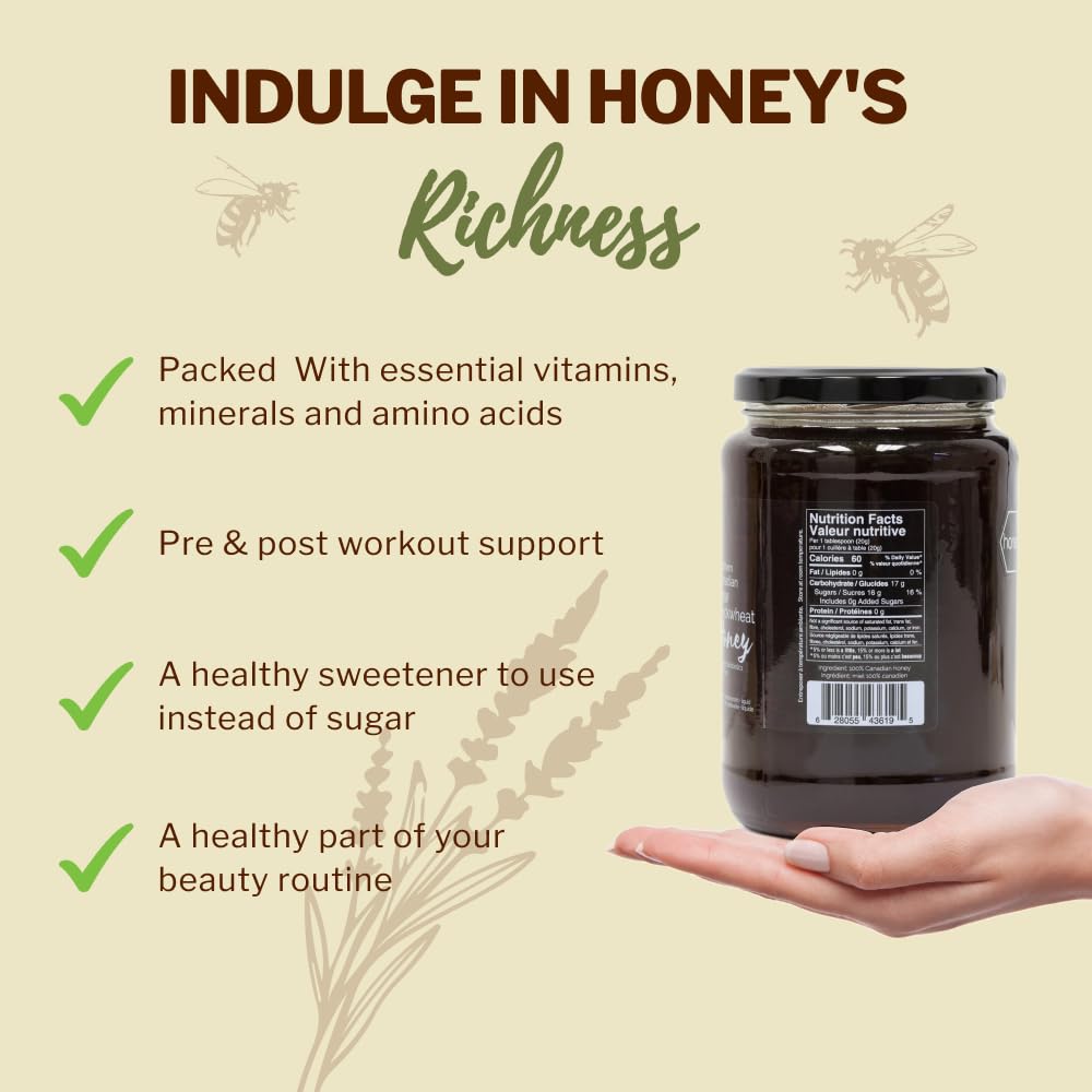 Oneroot – Canadian Raw Buckwheat Honey – Original – 1kg – High antioxidants